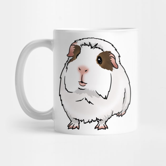 White, Brown Eye Patches Crested Guinea Pig by Kats_guineapigs